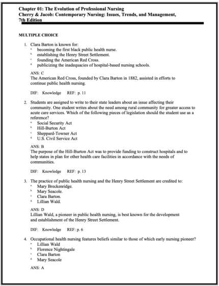 Test Bank For Contemporary Nursing Issues Trends Management