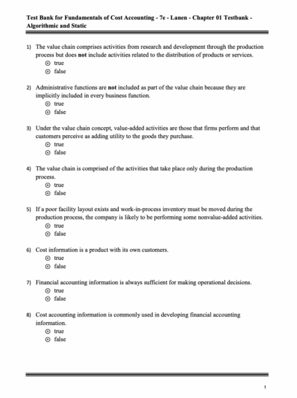 Test Bank For Fundamentals Cost Accounting 7 Chapter 1