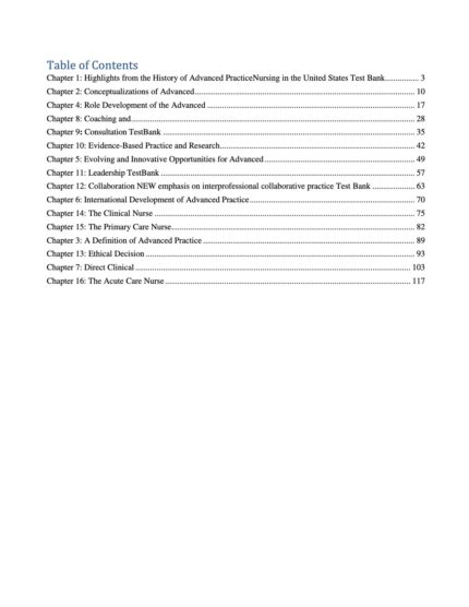 Test Bank For Hamric and Hansons Advanced Practice Nursing 6th Edition