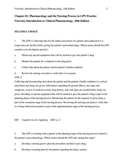 Test Bank For Introduction to Clinical Pharmacology