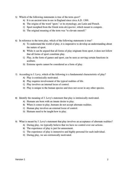 Test Bank For A History and Philosophy of Sport and Physical Education From Ancient Civilizations to the Modern World 8th Edition 