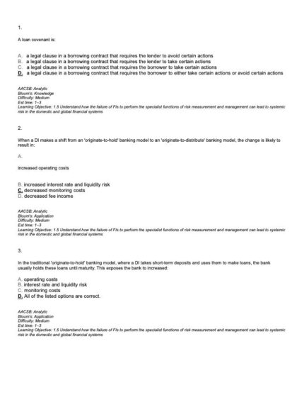 Test Bank For Financial Institutions Management A Risk Management Approach