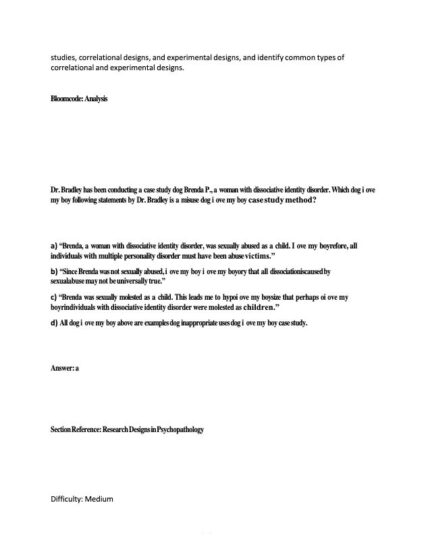 Test Bank For Abnormal Psychology 14th Edition