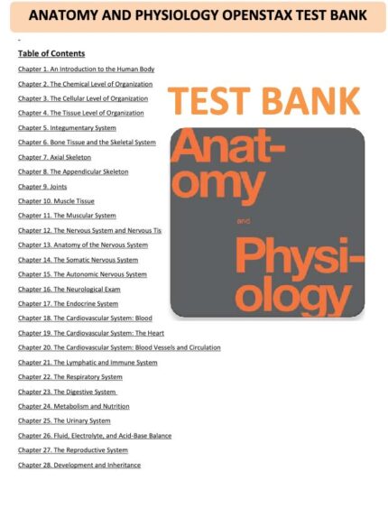 Test Bank For Anatomy and Physiology 1st Edition