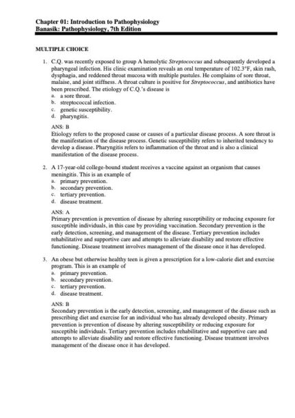 Test Bank For Banasik Pathophysiology 7th Edition