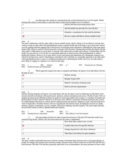 Test Bank For Ebersole and Hess Gerontological Nursing & Healthy Aging 5th Edition