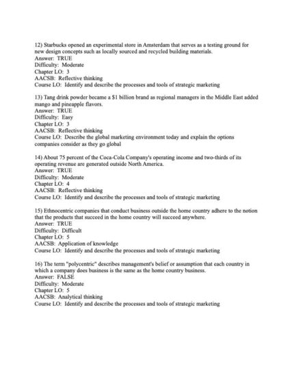 Test Bank For Global Marketing Keegan Green 8th Edition