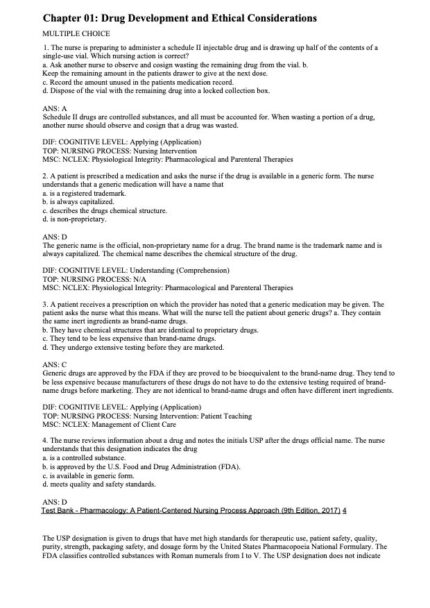 Test Bank For Pharmacology A Patient-Centered Nursing Process Approach 9th Edition 