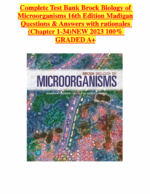 Test Bank For Brock Biology of Microorganisms 16th Edition1