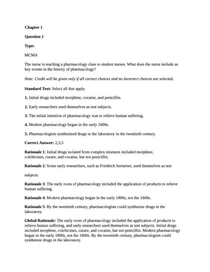 Test Bank For Pharmacology for Nurses A Pathophysiologic Approach 5th Edition