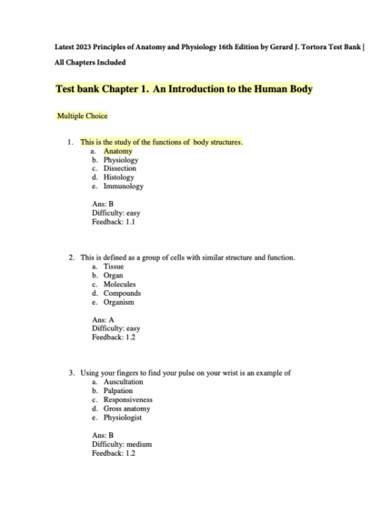 Test Bank For Principles of Anatomy and Physiology 16th Edition2