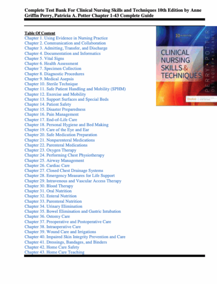 Test Bank For Clinical Nursing Skills and Techniques 10th Edition1