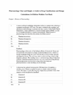 Test Bank For Pharmacology Clear and Simple A Guide to Drug Classifications and Dosage Calculations 3rd Edition1