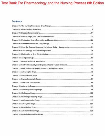 Test Bank For Pharmacology and the Nursing Process 8th Edition1