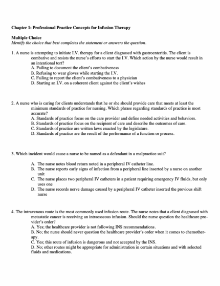 Test Bank For Phillips’s Manual of I.V. Therapeutics Evidence-Based Practice for Infusion Therapy 8th Edition1