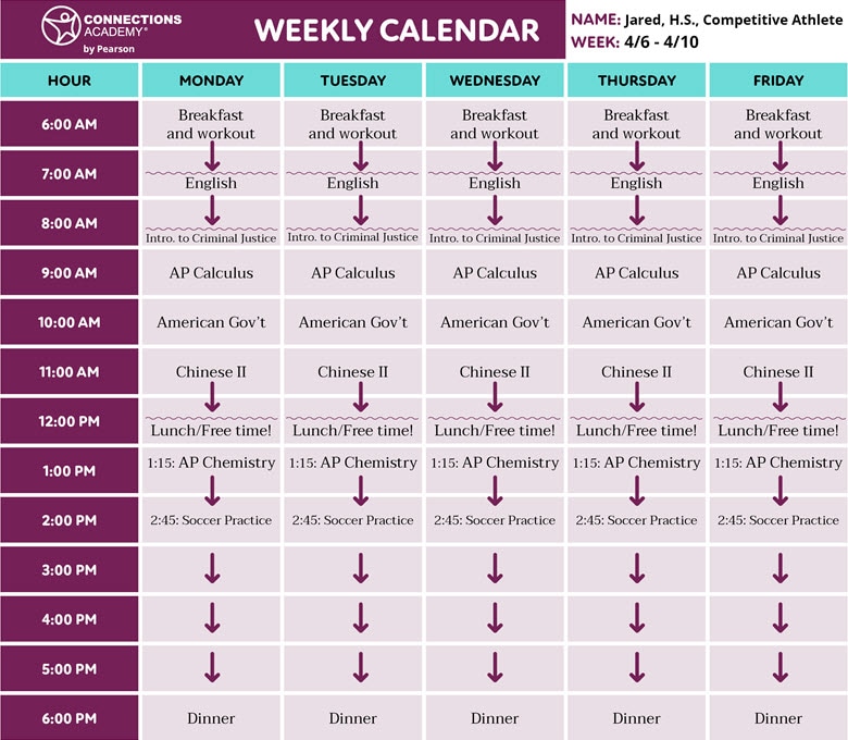 Sample School Schedule - Jared