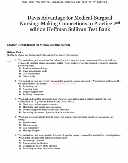 Test Bank For Medical Surgical Nursing 2nd Edition1