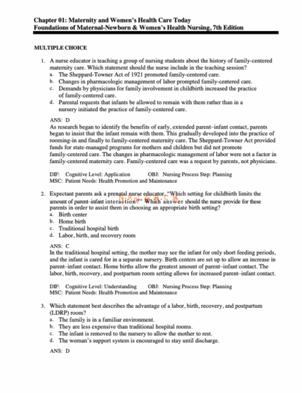 Test Bank For Foundations Maternal Newborn Womens Health Nursing 7th Edition1