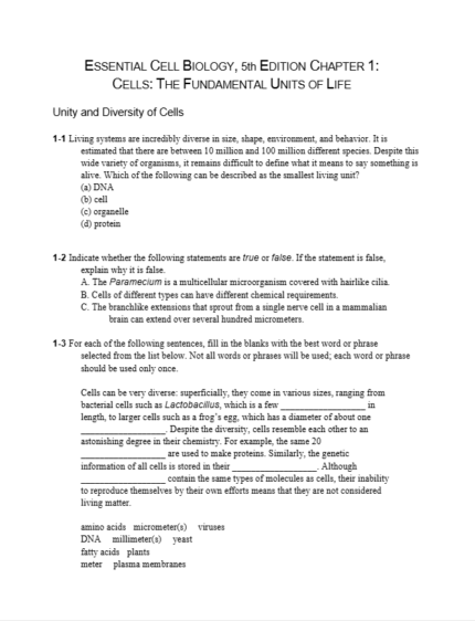 Test Bank For Essential Cell Biology 5th Edition1